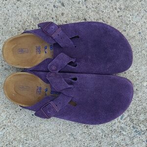 Purple Suede Birkenstock Clogs